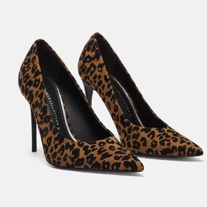 Zara leopard print suede Stiletto shoe size 10